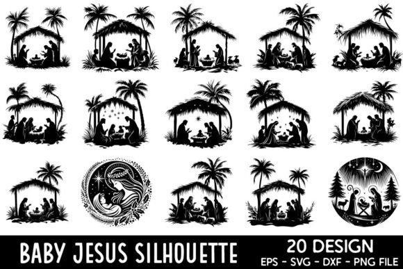 Baby Jesus Silhouette Vector Designs Bundle for Publishers