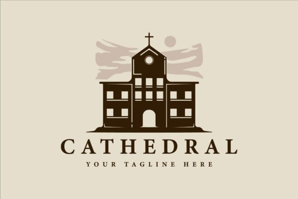 Church Architecture Logo Vintage Vector Graphics & Logos