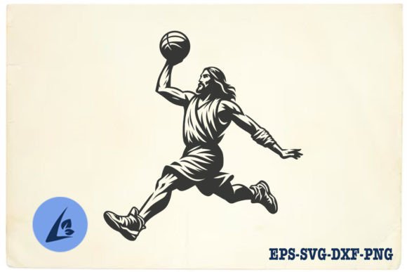 Funny Jesus Basketball SVG Clipart 02